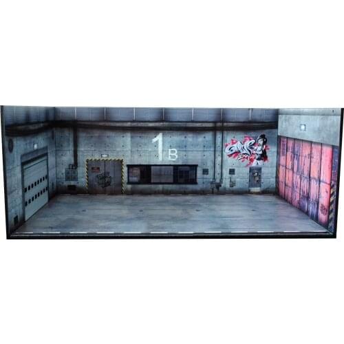 1/64 New warehouse car model background photo scene board for cars vehicle toys collection parking lot scene