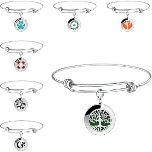 New Just Breathe 316L Stainless Steel 20mm Aroma Locket Bangle Essential Oils Diffuser Locket Bracelet 10pads