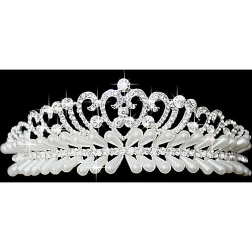 Charming White Fascinating Bridal Crystal Tiara Wedding Hair Accessories Jewelry Tiara And Crowns Headband Heart Flower MYQC011