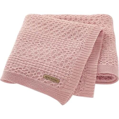 Baby Blankets Newborn Boys Girls Stroller Bed Crib Blankets 100*80cm Solid Color Knitted Infant Kids Monthly Swaddle Wrap Quilts