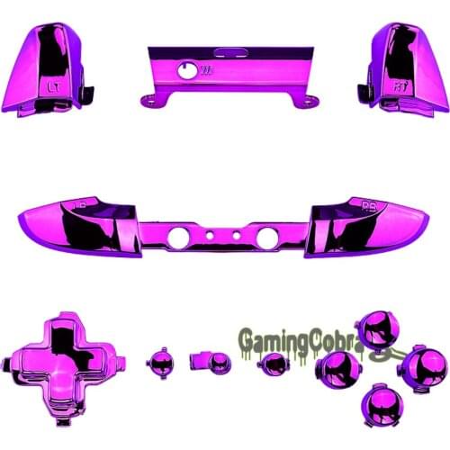 EXtremeRate Chrome Purple Direction ABXY Full Set Buttons Replacement Parts for Xbox One S One X Game Controller (Model 1708)