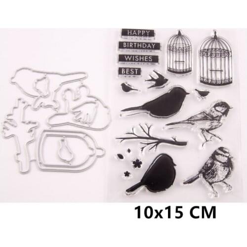 2021 New Bird Birdcage Clear Stamps and Metal Cutting Dies DIY Scrapbooking Embossing Album Seal Template Punch Stencils
