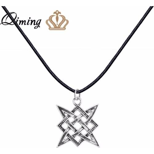 QIMING Slavic Norway Valknut Viking Antique fashion Necklace For Women Vintage Pagan Men Jewelry Charm Necklace