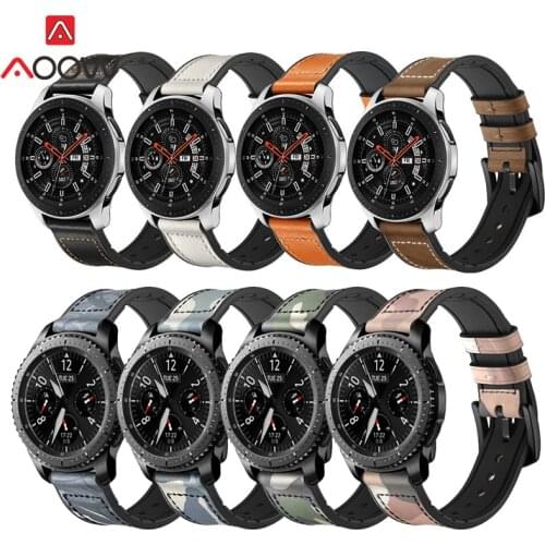 20mm 22mm Genuine Leather Silicone Strap Waterproof Sport Replacement Bracelet Band for Huawei Watch GT 2 2e Pro 46mm Samsung S3
