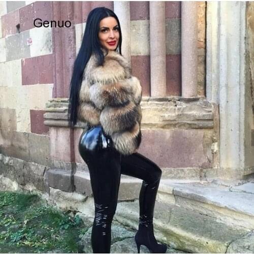 Luxury Faux Raccoon Fox Fur Jacket Women 2020 Winter Fashion Short Slim Coat Thick Warm Outerwear with Big Fur Hood Overcoat