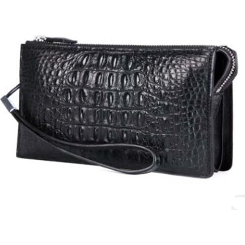 LINSHE crocodile Hand caught Genuine leather long business Hand bag new More screens large capacity men clutch bag