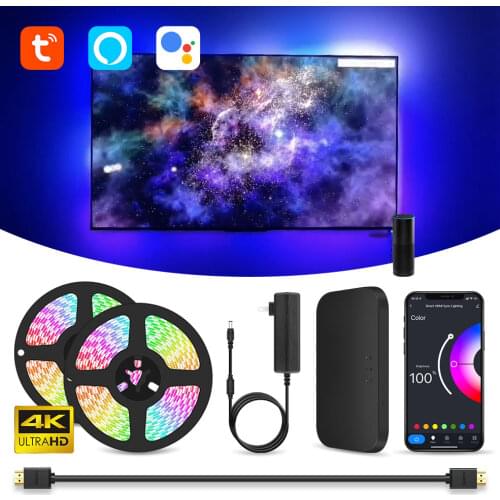 Ambient TV PC Backlight RGB Led Light Strips HDMI-Compatible Screen Led Tapes Works With Tuya Smart Alexa Google Control TVs Box