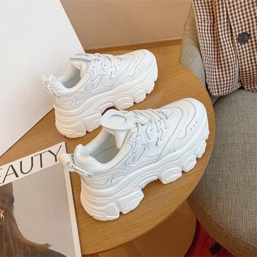 Ins Dad Shoes Chunky Sneakers 2021 Womens Vulcanized Shoes Platform Thick Heel Slip on Shoe Platform Flats High Heels Summer