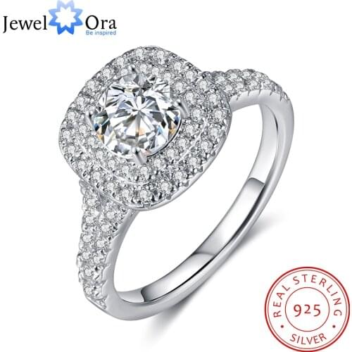JewelOra 925 Sterling Silver D Color Moissanite Diamond Marriage Ring Sparkling Silver 925 Rings for Women Fine Jewelry Gift