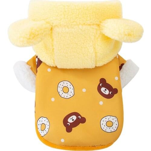 Cute Bear Print Winter Hoodies Coat Puppy Autumn Thickening Jacket Costume For Small Medium Dogs Cats Chihuahua Teddy Ropa Perro
