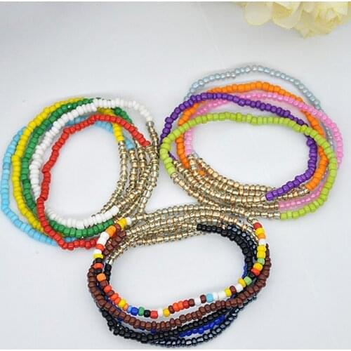 10PCS Colorful Bead Bracelet Set Bohemia Style Elastic Multilayer Bracelet Charm Bracelet Jewelry Accessories for Women Girls