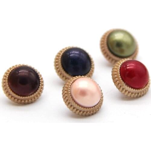10pcs Vintage Round Pearl Metal Wedding Dress Buttons For Clothing Shirt Collar Mini Decorative Sewing DIY Accessories Wholesale