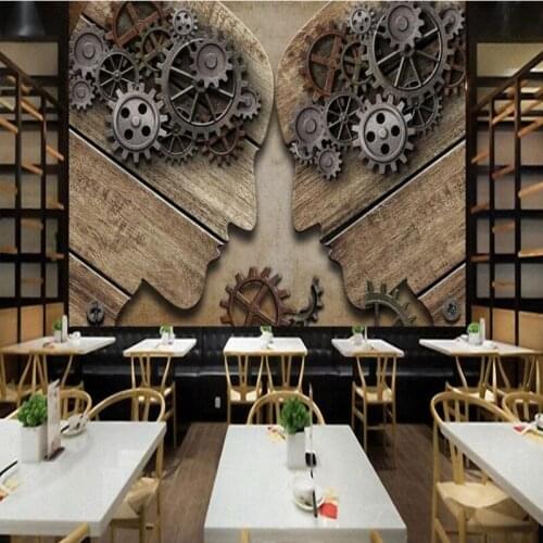 3D Photo Wallpaper for Living Room Coffee Shop 3D Wall Murals Modern Industry Gear Individuality Wallpaper 3D Wall Sticker Mural