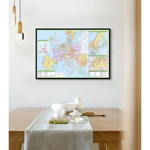 59*42 cm The Europe Political Map with Details Wall Art Poster Decorative Canvas Painting School Supplies Classroom Home Decor