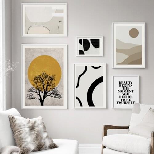 Abstract Landscape Tree Sun Desert Quotes Nordic Posters And Prints Wall Art Canvas Painting Wall Pictures For Living Room Decor