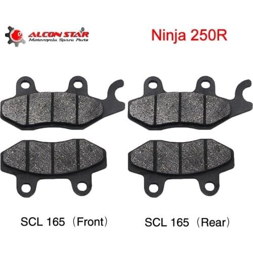 Alconstar- Semi-Metal Motorcycle Motocross Brake Pads Set For Kawasaki NINJA 250R 2013 2014 2015 2016 Front and Rear Disc Pads