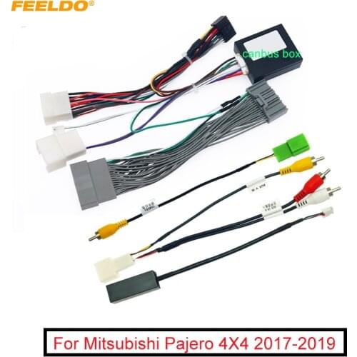 FEELDO Car 16pin Audio Wiring Harness With Canbus Box For Mitsubishi Pajero 4X4 Aftermarket Stereo Installation Wire Adapter