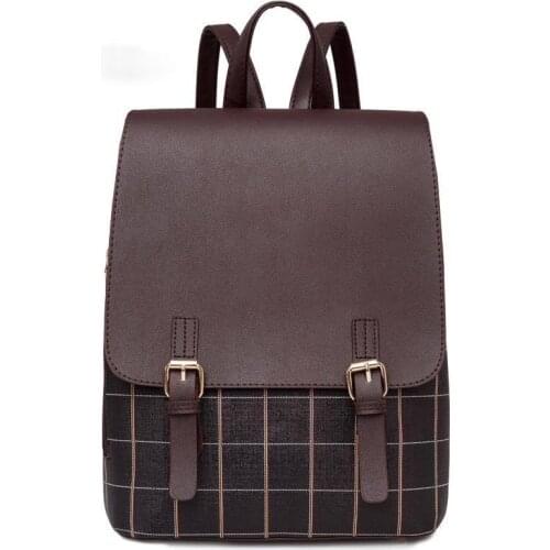 Brand high quality leather backpack classic British style young girl school bag luxury designer fashion zipper travel backpack