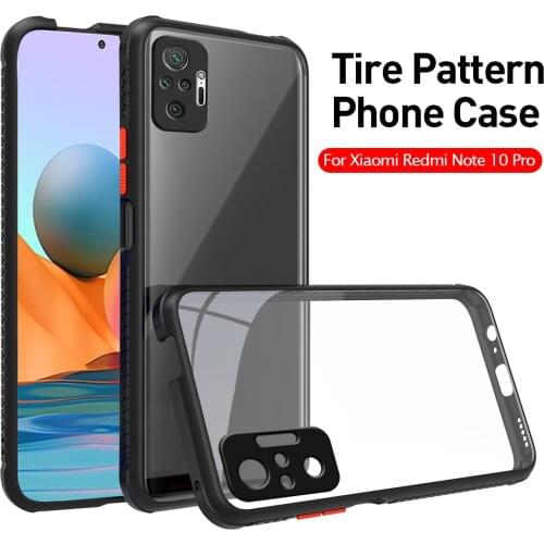 Soft Clear Tire Pattern Edge Phone Covers For Xiaomi Redmi Note 10 pro max 10S Camera Protect Hard PC Protective Shockproof case