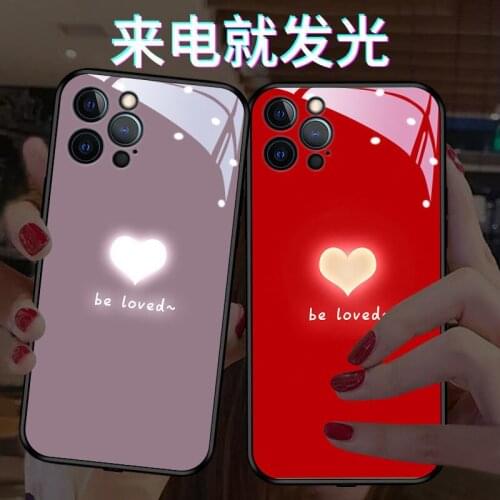 Tempered Glass Luminous Case For iPhone 12 Pro Max Case Love Heart Cover For iPhone 6 6S 7 8 Plus X Xr Xs Max 11 Pro Max 12 Mini