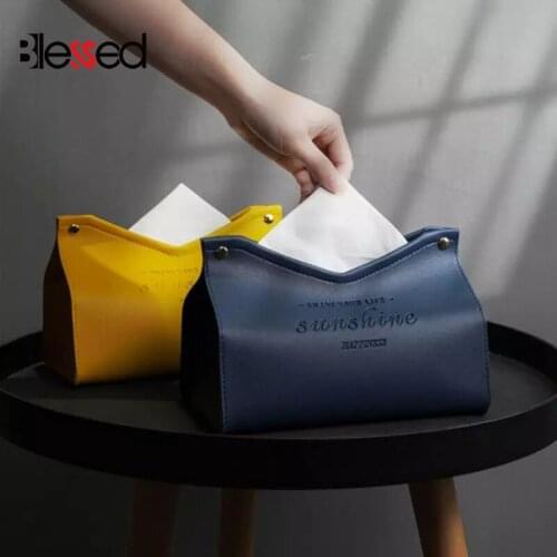 Home Leather Tissue Box Car Toilet Pumping box Home Living Room Decoration Bedroom Kitchen Desktop Nordic Large Storage Box