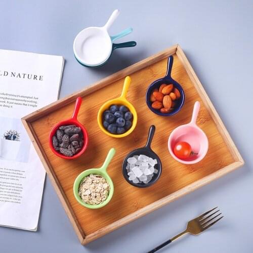 Sauce Dishes Dipping Cup Porcelain Cereal Bowl with Handle for Rice Olive Oil Sushi Dessert Set