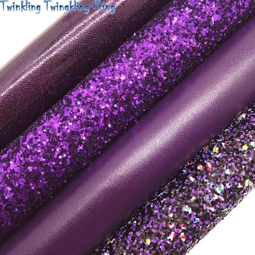 Purple Glitter leather, Plain Soft Faux Leather, Smooth Glitter Fabric For Bow A4 21x29CM Twinkling Ming KM149