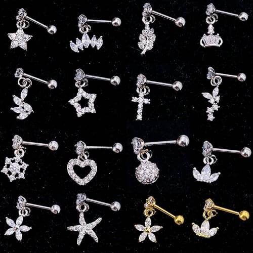 Brand new stainless steel heart-shaped earrings zircon earrings bone studs European and American earrings piercing jewelry