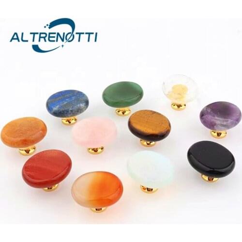 Cabinet Furniture Handle Crystal Jade Gem Metal Kitchen Wardrobe Drawer Cupboard Door Pull Luxury Natural Stone Knob Hardware