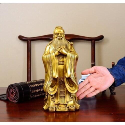 HOT SALE # the East Chinese Confucian culture Confucius Institute CHINA Confucius KONG ZI BRASS ART Statue-- GOOD OFFICE ART