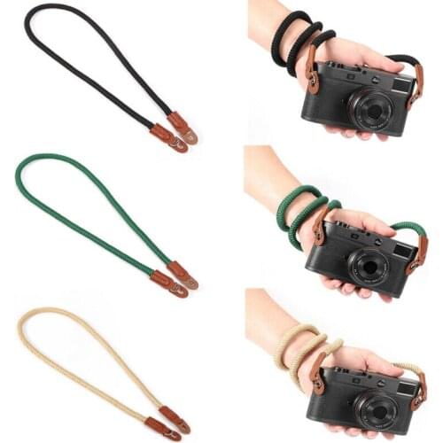 Cotton Rope Camera Neck Strap Vintage Shoulder Strap Leather Lanyard Camera Quick Buckle Strap for DSLR for Canon Nikon Fuji