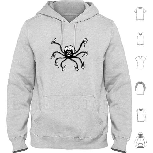 Boris The Spider Drums Hoodies Long Sleeve Spider Insect Old School Cartoon Low Brow Art Drums Drummer Drumstick