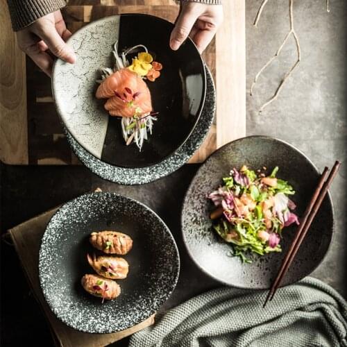 Japanese ceramic dinner plates restaurant irregular creative plate household retro special-shaped porcelain tableware 8/9 inch