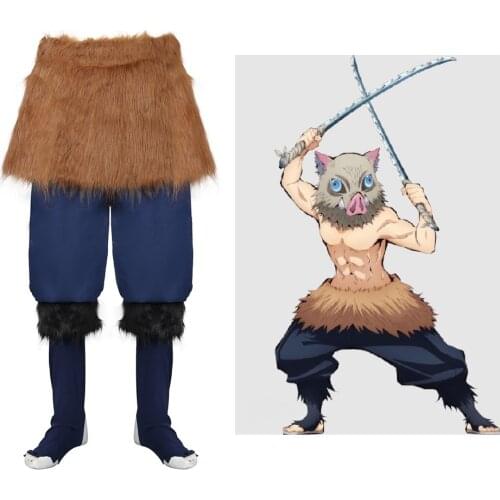 Anime Kimetsu no Yaiba Hashibira Inosuke Skirts Cosplay Costume Demon Slayer Hide Pants Uniform Halloween Outfits