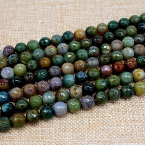 Round Faceted Indian Agat Beads Natural Stone Beads Loose Beads For Bracelet Making For Jewelry Making Strand 15" Free Shipping
