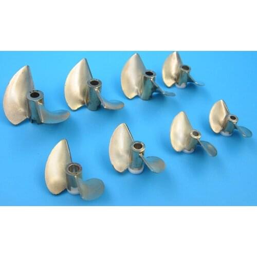 Two-blades Brass Propeller 3.18/4/4.76mm Hole 30/32/35/38/40/48/50/52mm Brass Props 1.4 Pitch for RC Jet Boats DIY Models