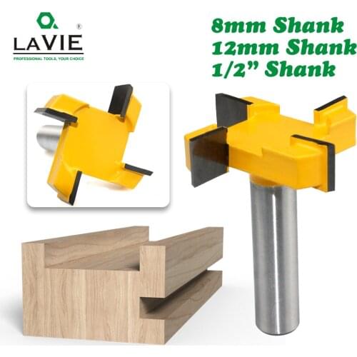 LAVIE 1pc 4 Edge T Type Slotting Cutter Woodworking Tool Router Bits For Wood Industrial Grade Milling Cutter Slotting