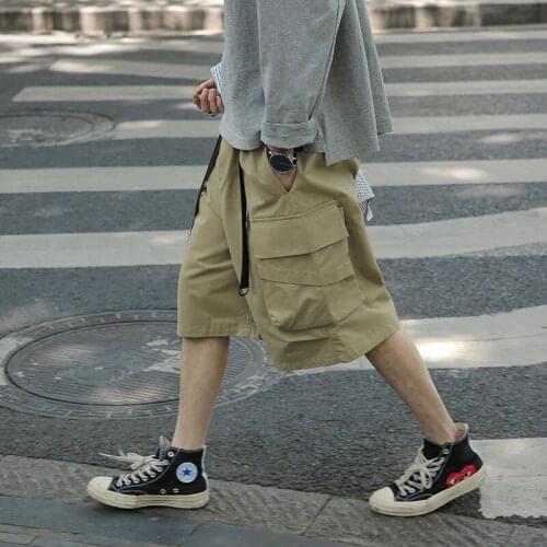 2020 Summern Mens Tooling Harem Cotton Casual Shorts Male Jogger Shorts Multi-pocket Loose Beach Khaki/black Gym Short M-XL