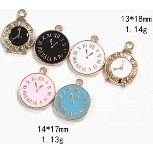 Cartoon Series Alarm Clock Drip Oil Alloy Jewelry DIY Manual Make Rubber Band Earrings Bracelets Pendants Accessories Wholesales