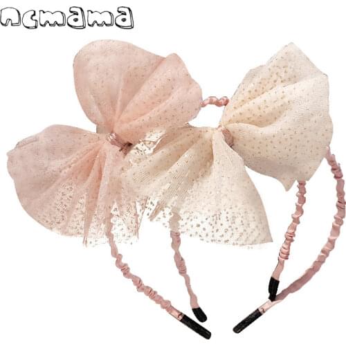 New Large Sequin Lace Bow Hairband for Girls Kids Handmade Organza Bowknot Headband Party Hair Hoops Fashion Hair Accessories