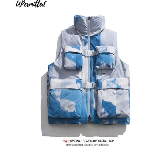 2021 Autumn New American Fashion Camouflage Vest Mens Couples Coat Waistcoat Down Jacket Feather Dress High Collar Hot Sale