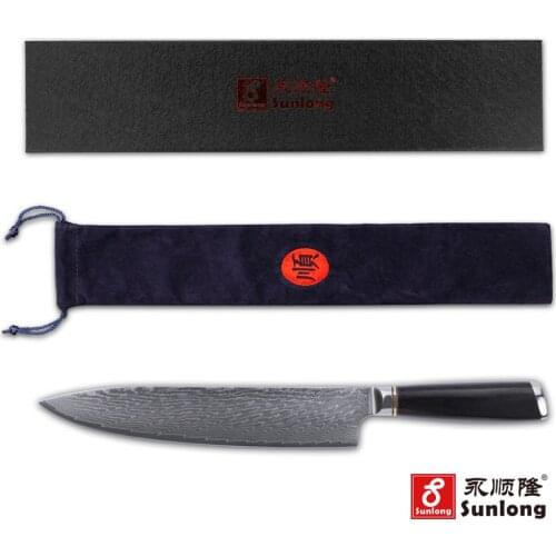 Sunlong Chef‘s Knives 10 inch Japanese VG10 Damascus steel kitchen knife Cleaver Natural Ebony Wood Handle
