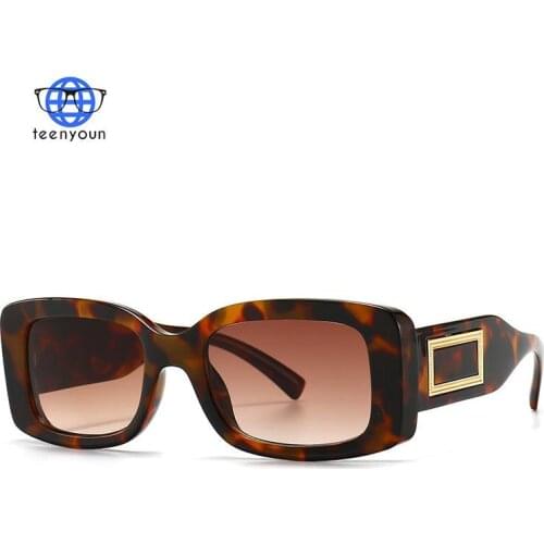 TEENYOUN Small Square Sunglasses Women Men Travel Retro Oculos Rectangle Sun Glasses 2021 Leopard Lunette De Soleil Femme