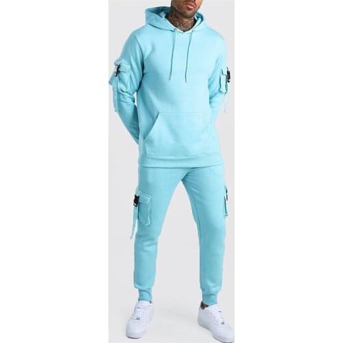 OEM print logo blank plain sky blue fashion tracksuits for men