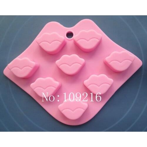 Wholesale!! 1pcs 8-Holes Lips Green Good Quality 100% Food Grade Silicone Chocolate/Pudding/Jelly/Ice Bakeware DIY mold