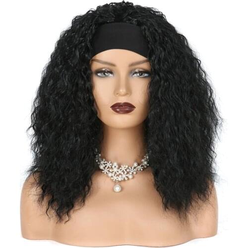 Glueless Headband Wig for Black Women Water Wave Curly Natural Black Head Band Wigs Afro Wavy