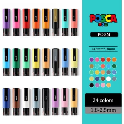 21/24 Color Mitsubishi PC-1M/3M/5M POSCA POP Poster Water-based Advertising Pen Marker 0.7-2.5MM Painting Graffiti