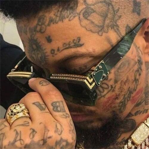 Sunglasses Men Woman Brand Bright Black Square Shades UV400 Gradient Retro Sun Glasses Ocean Lens Male Designer New Anti-Reflexo