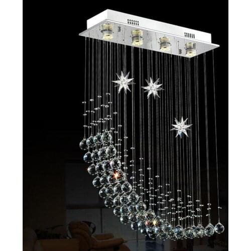 Modern minimalist moon restaurant chandeliers creative rectangular bedroom chandeliers LED living room crystal lamps led lamp