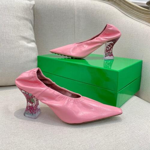 Casual Designer Fashion Women Pumps Purple Genuine Soft Leather Pointy Toe Stiletto Stripper High Heels Bride Wedding Shoes